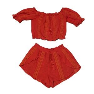 Women’s AMERICAN EAGLE OUTFITTERS, Short Set, tangerine Color, Small